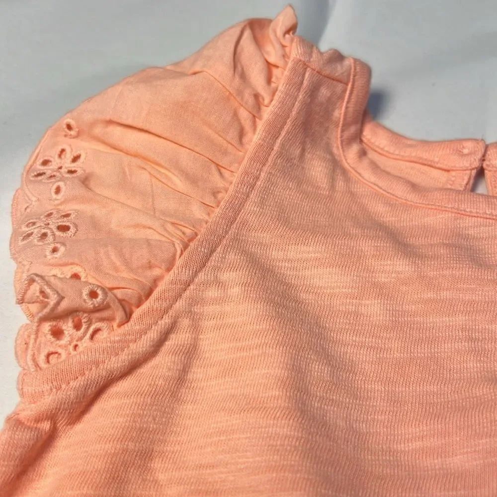Janie and Jack 100048747 orange eyelet flutter sleeve top size 6-12 months NWT - Picture 6 of 9